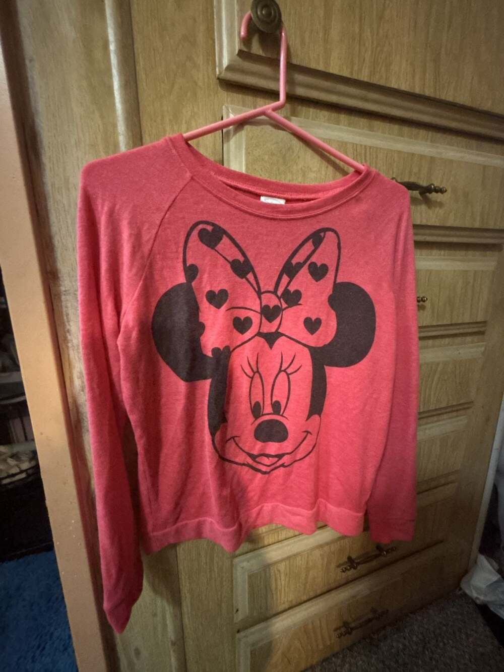 Disney Minnie Mouse Lightweight Long Sleeve Pullover Sweatshirt Red